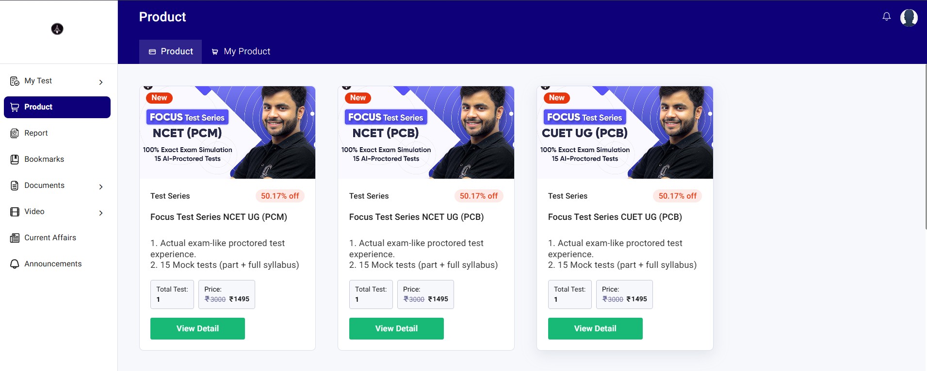 Steps to Access NCET Test Series