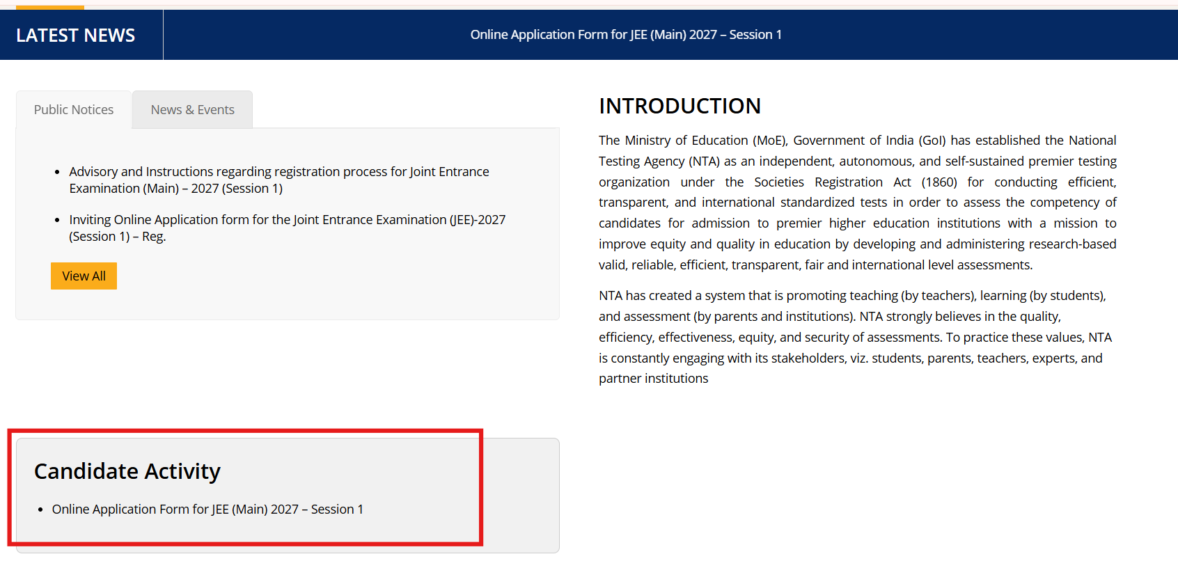 JEE Main Registration with Janparichay and e-Pramaan Step 1